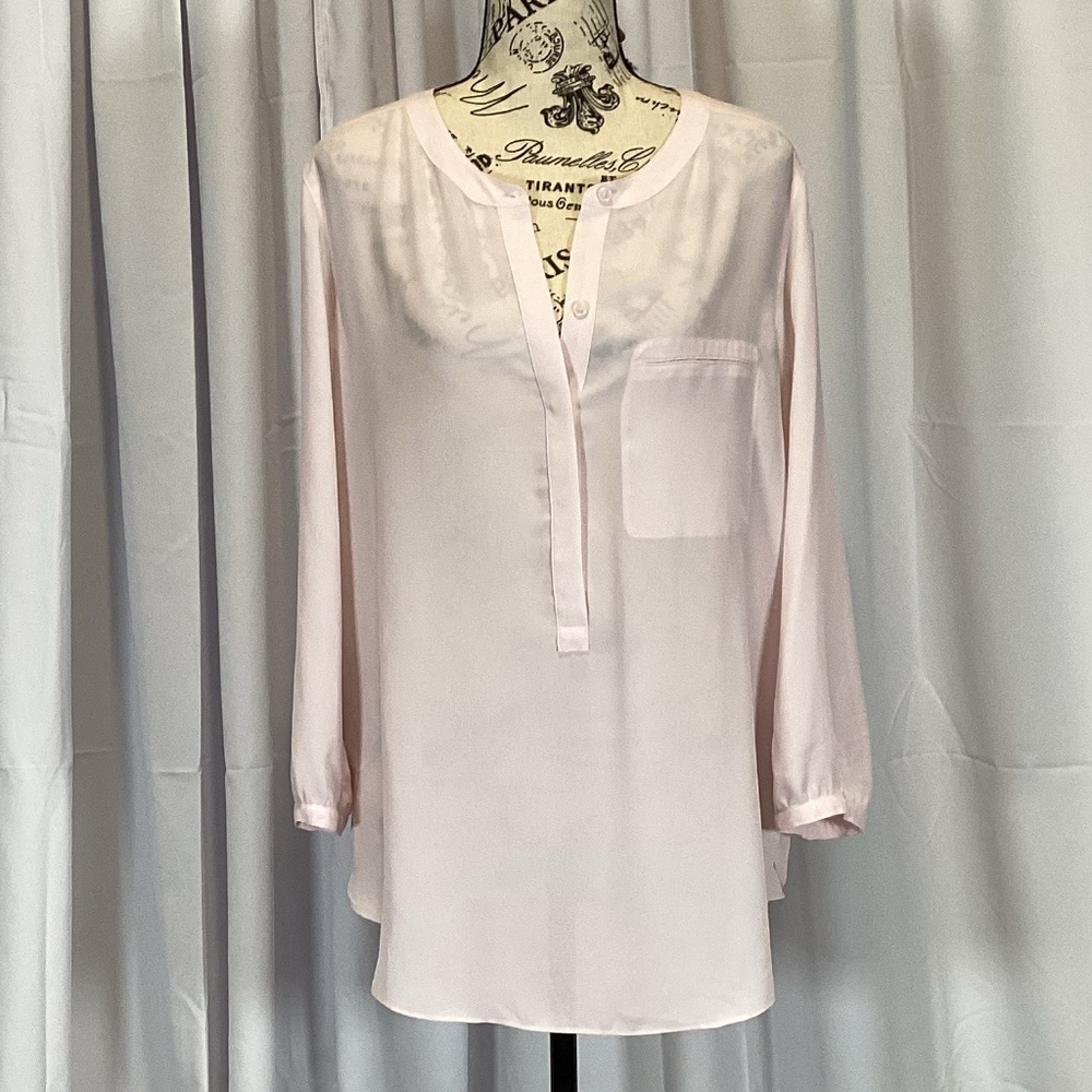 1550. NYJD Peony Pink 3/4 Sleeve Blouse EUC Size XL - Picture 2 of 5